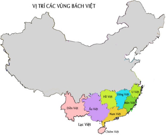 Map of the historical ancient Yue states